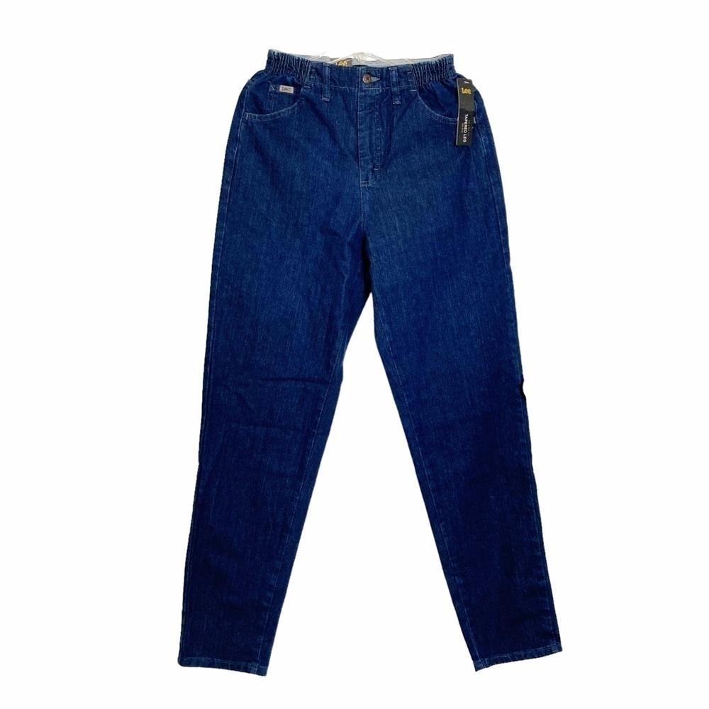 Lee Relaxed Fit Tapered Leg Jeans Womens Size 6 Long Elastic Waist Mid-Rise